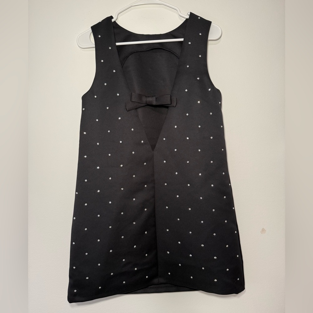 H&M Black Satin Dress with Bow Detail
